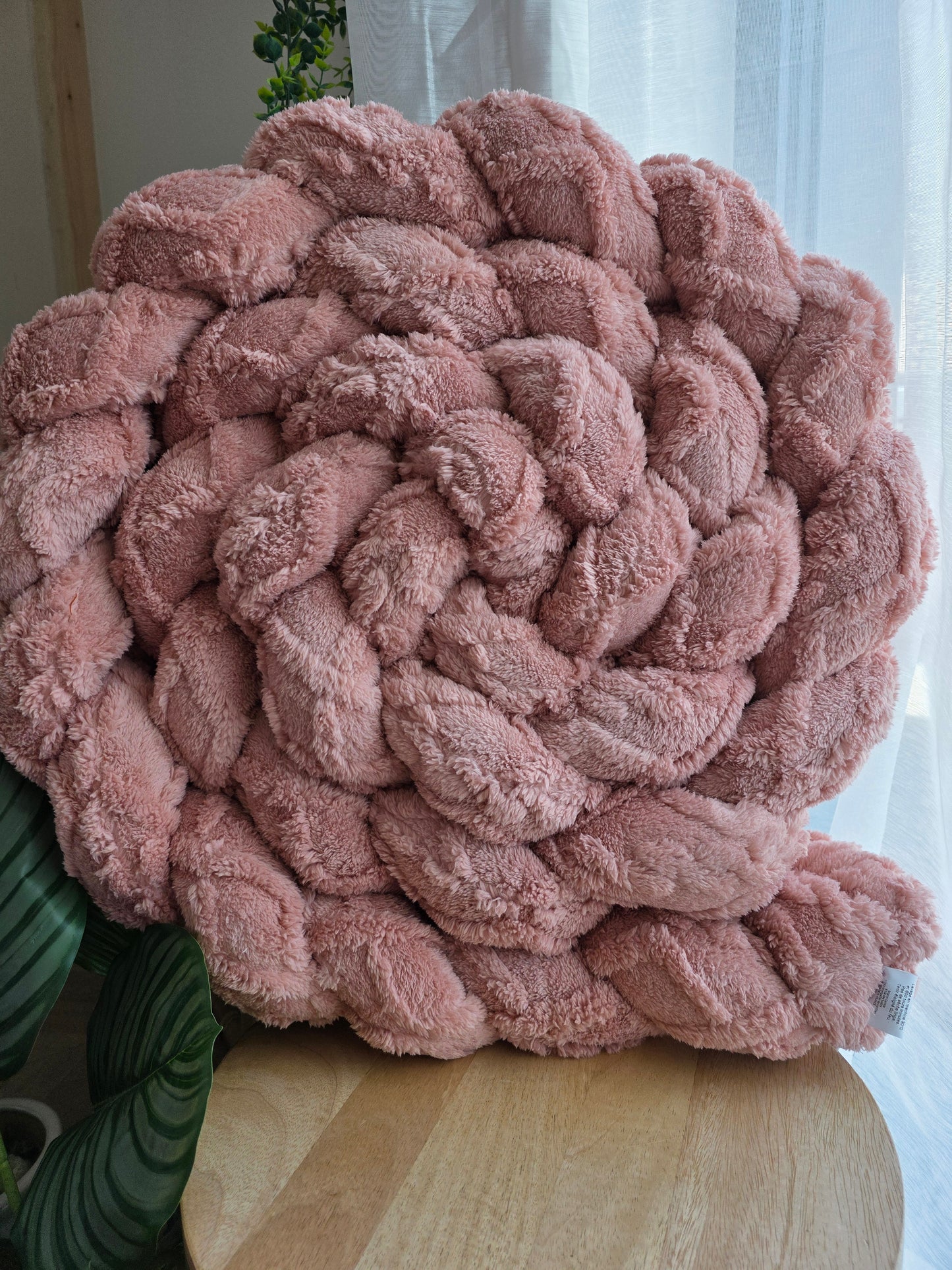 Tresse de lit 3 brins 200cm fourrure torsadé rose déstockage