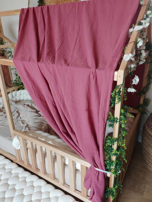 Ciel de lit cabane "le simple" vieux rose