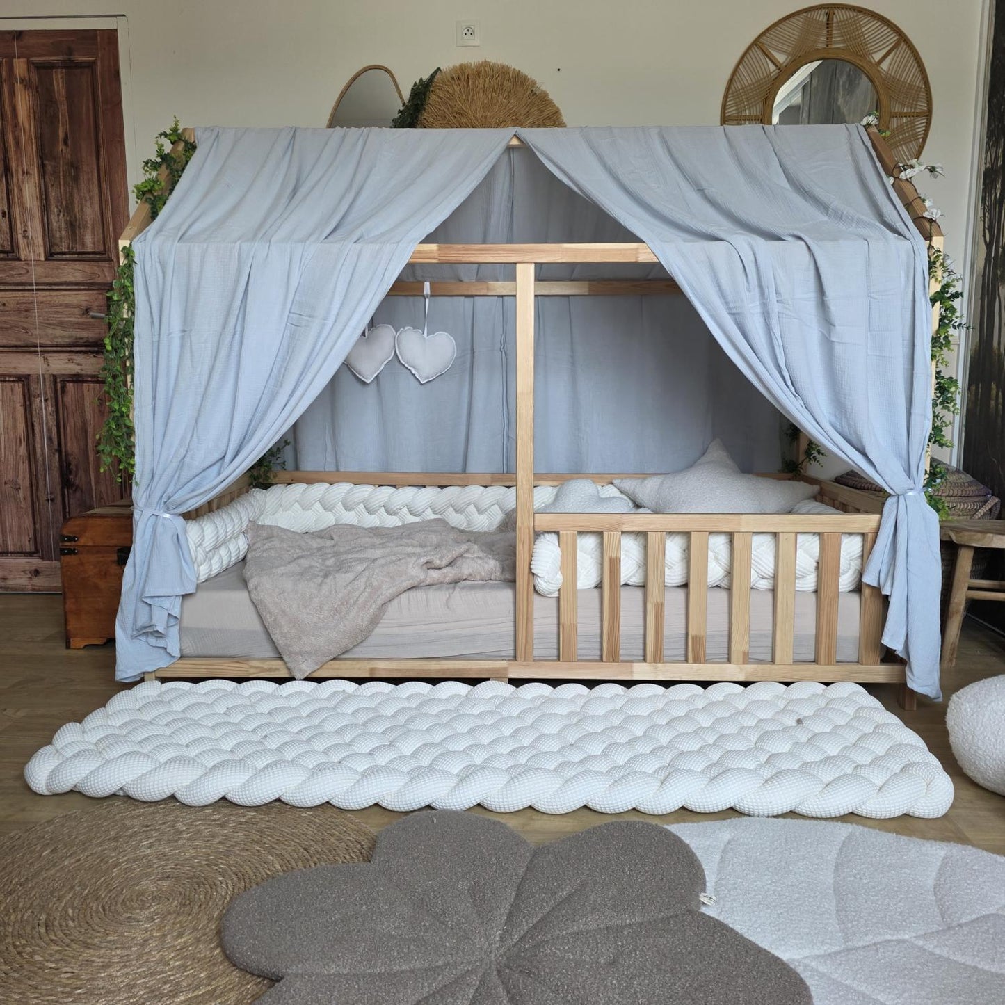 Ciel de lit cabane modèle A bleu