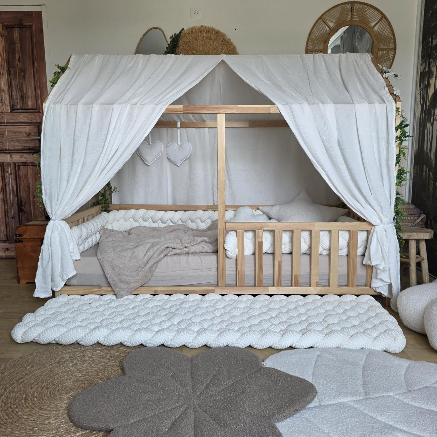 Ciel de lit cabane modèle A écru