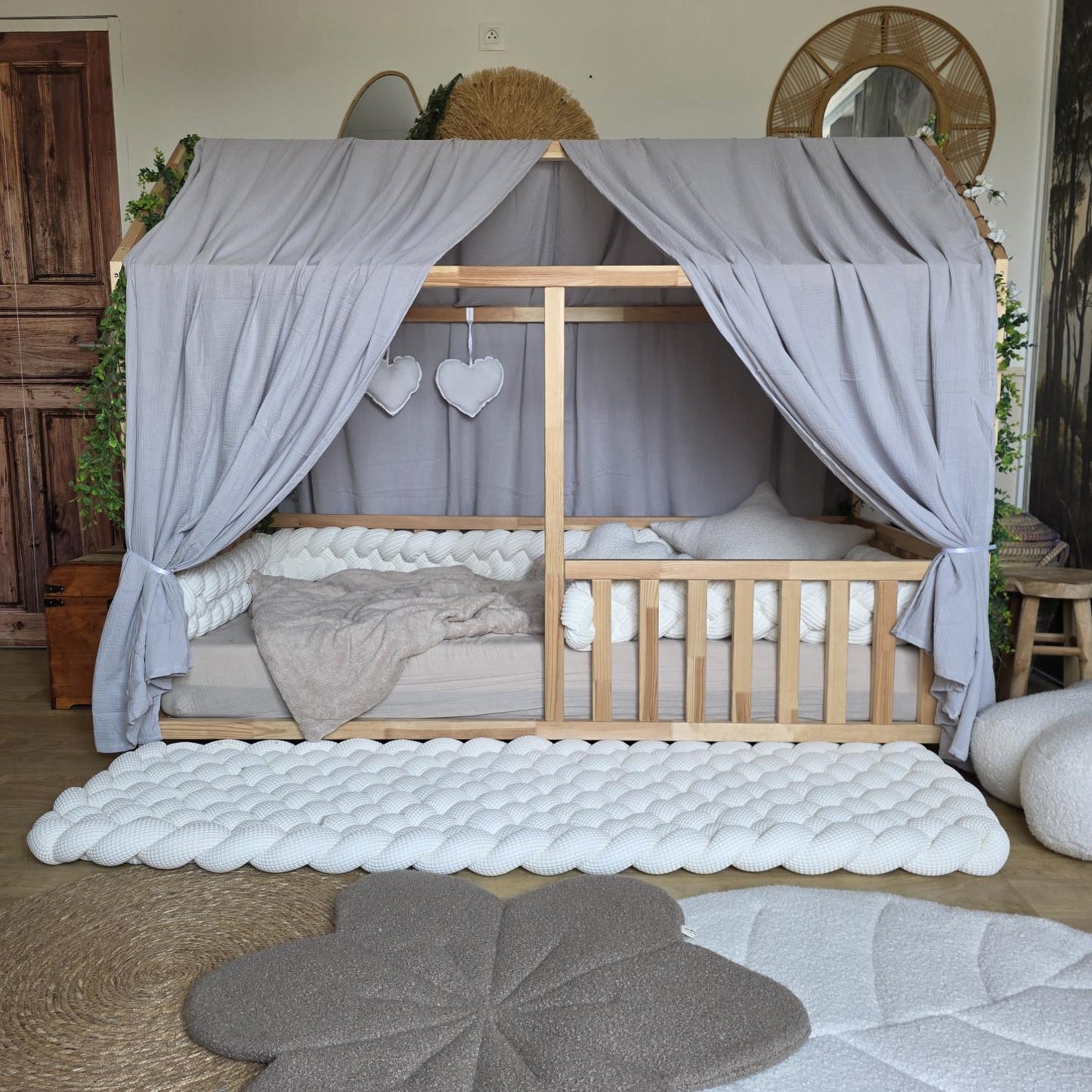 Ciel de lit cabane modèle A gris