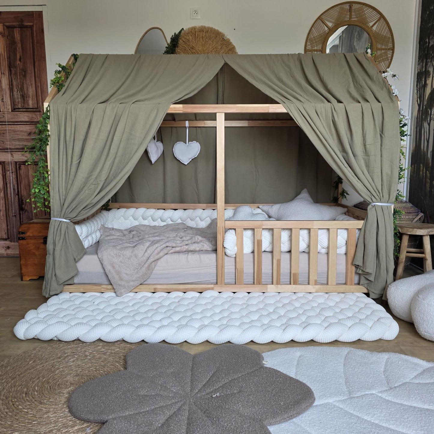 Ciel de lit cabane modèle A olive
