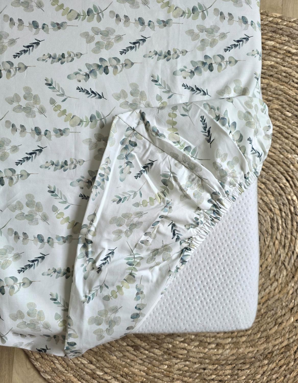 Draps housse coton eucalyptus 70x140cm