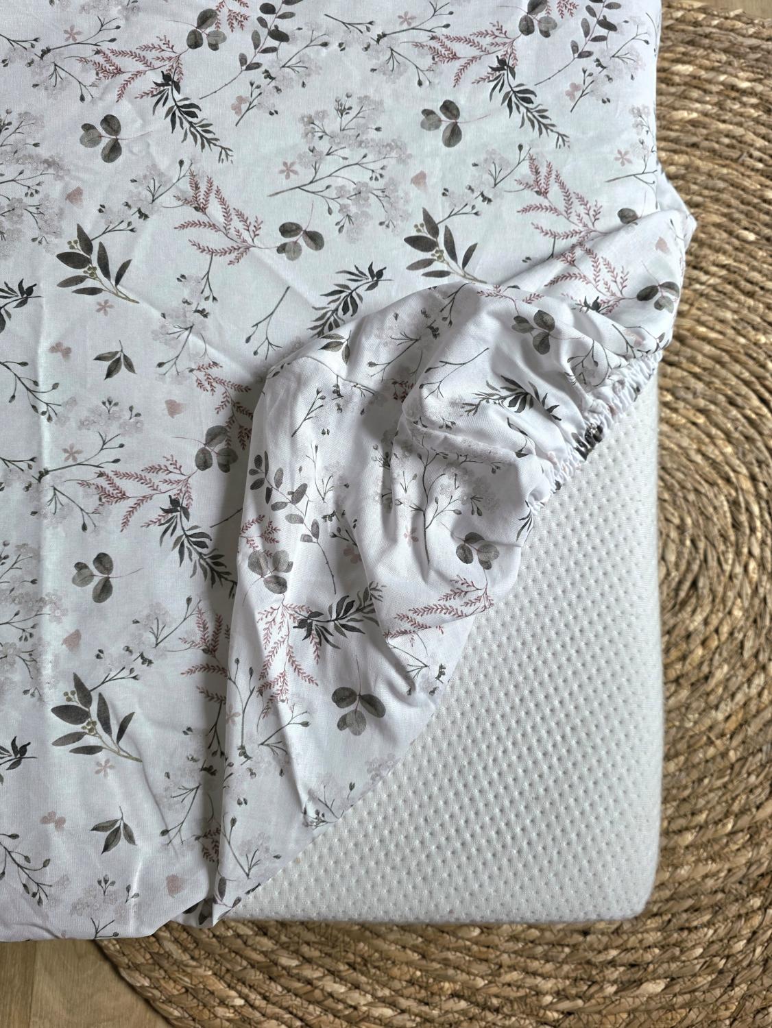 Draps housse fleurs d'hiver 60x120cm