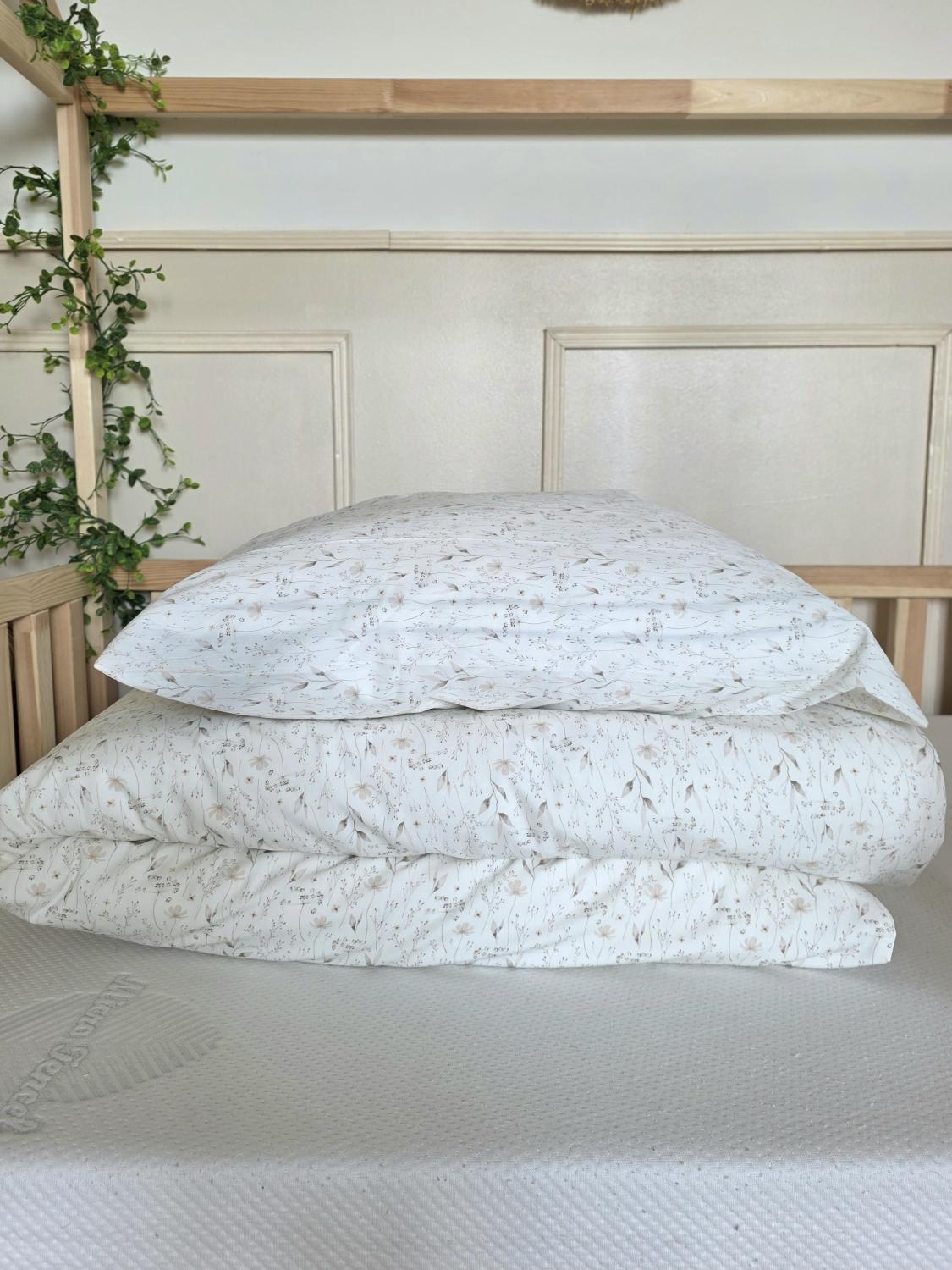 Parure 1 personne - housse de couette + taie d'oreiller fleur de lin