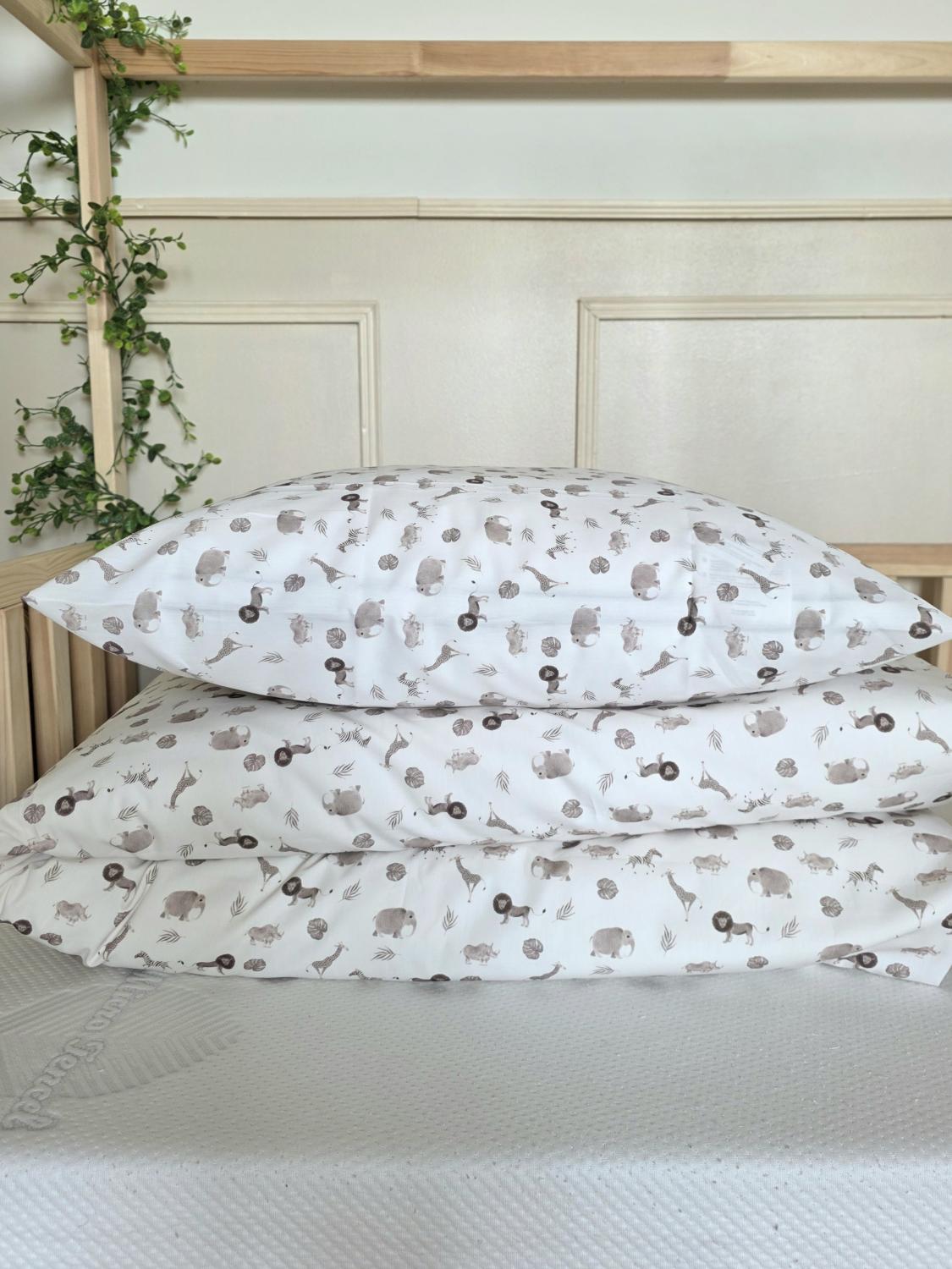 Parure 1 personne - housse de couette + taie d'oreiller zèbre