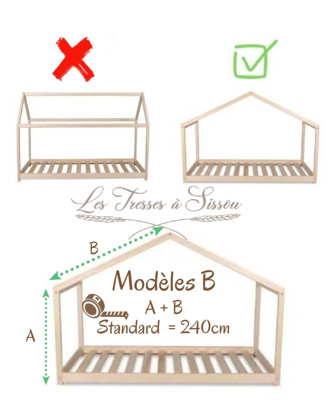 Ciel de lit cabane modèle B dentelle crème