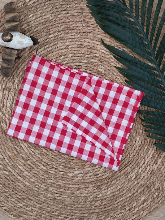 Tissu en coton - Popeline de coton - Motif VIchy rouge