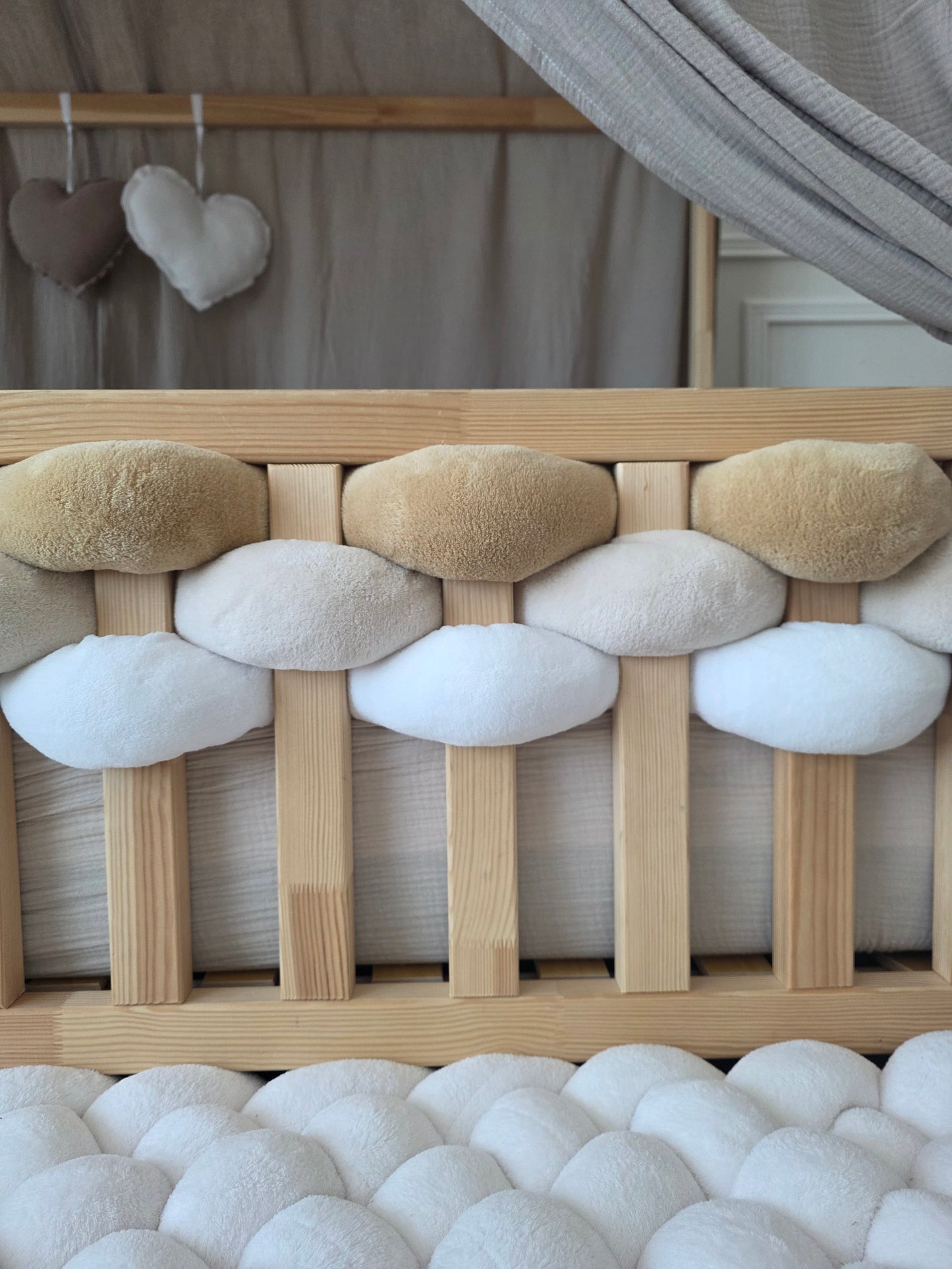 Lot de 3 brins - doudou blanc beige et camel