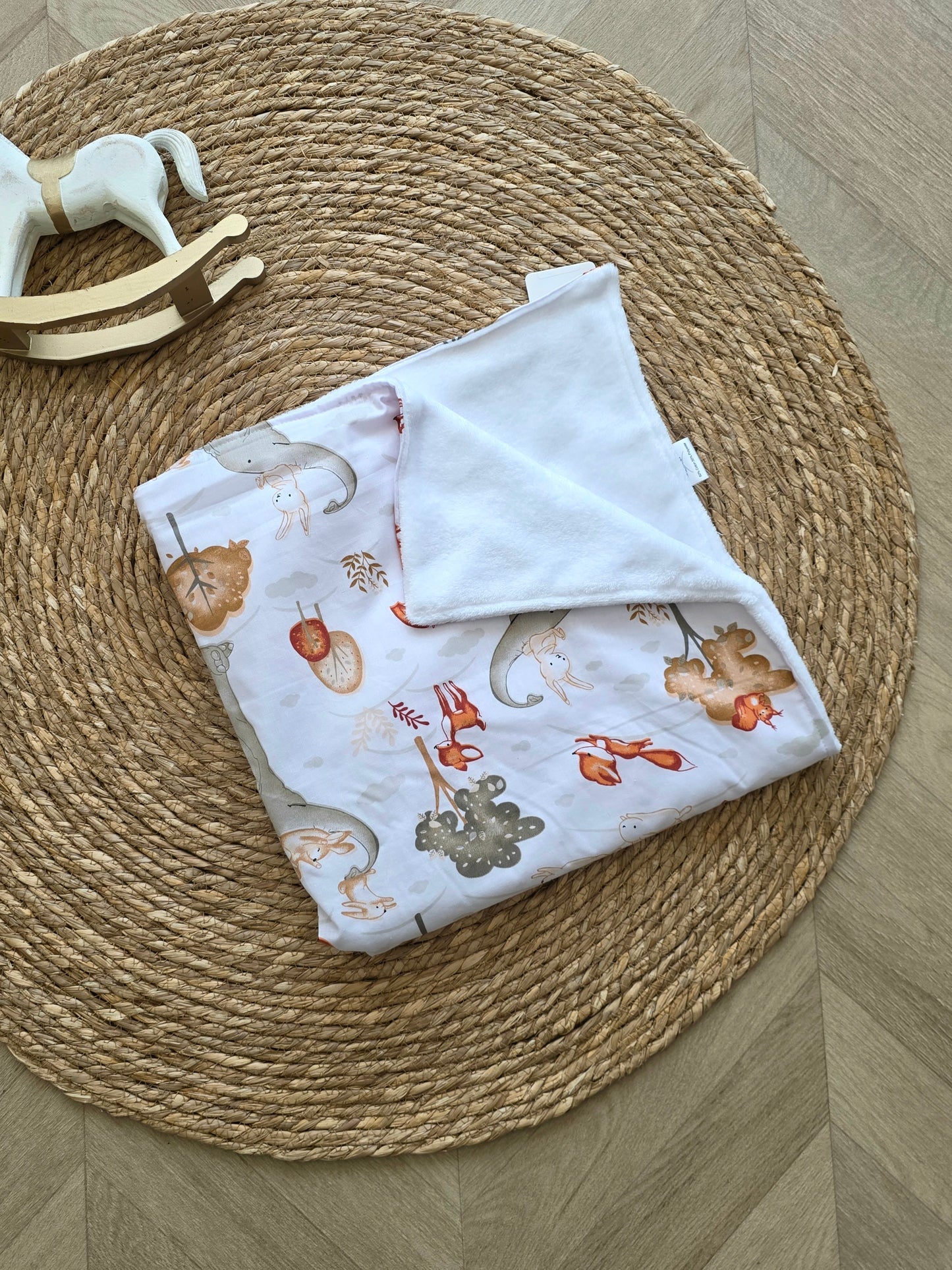 Couverture 75x75cm fine automne et doudou blanc