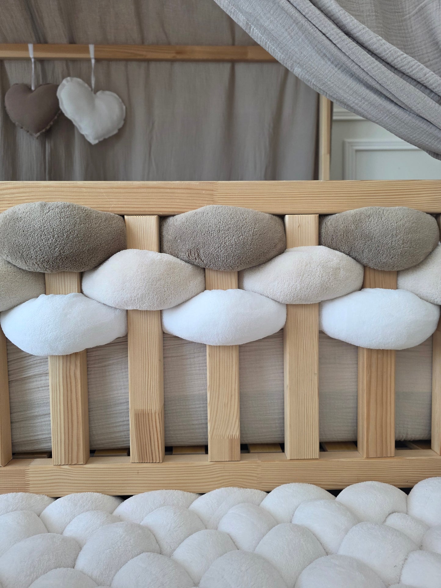 Lot de 3 brins - doudou blanc beige et marron