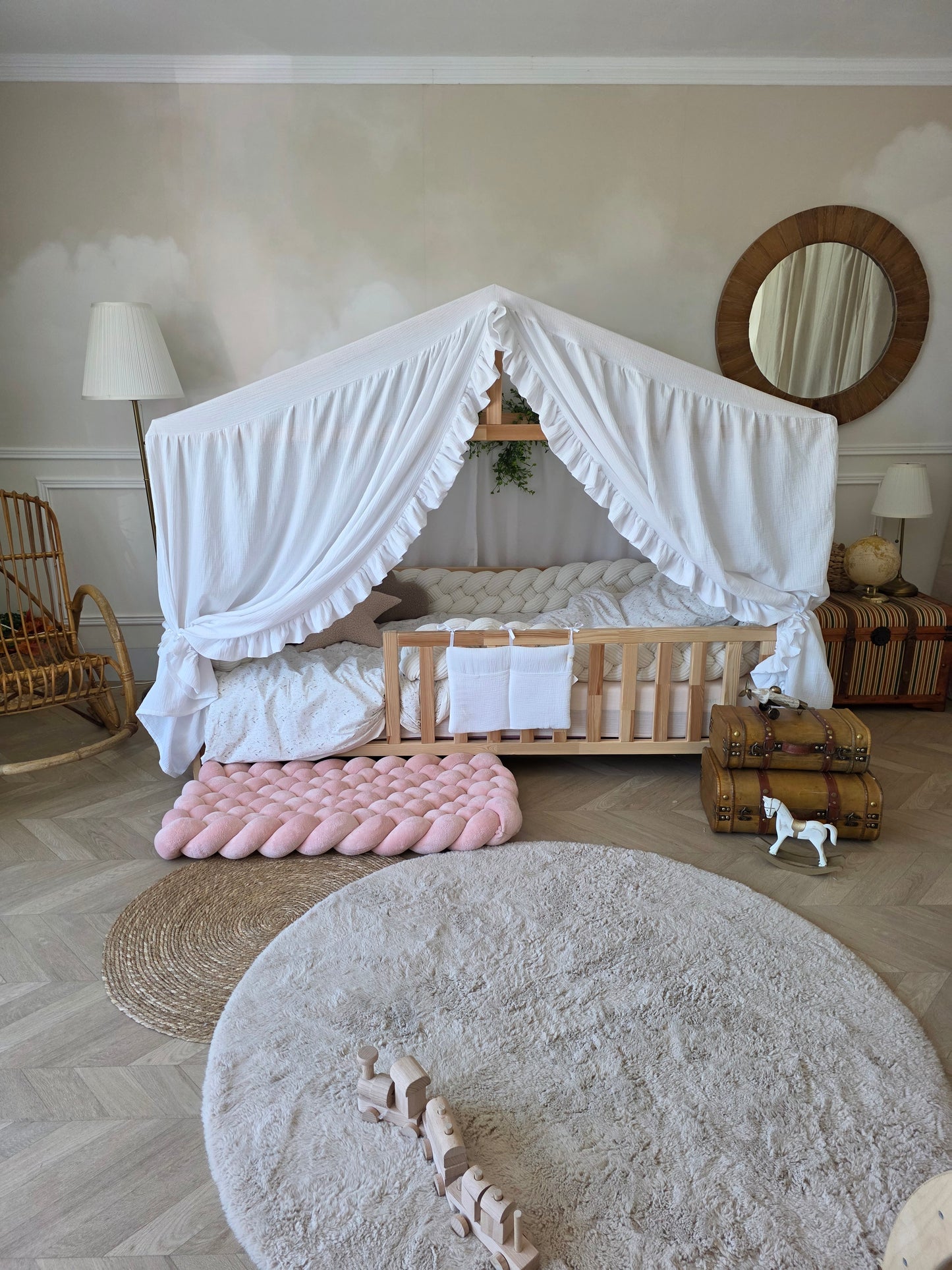 Tapis tressé 100x40cm doudou blush déstockage
