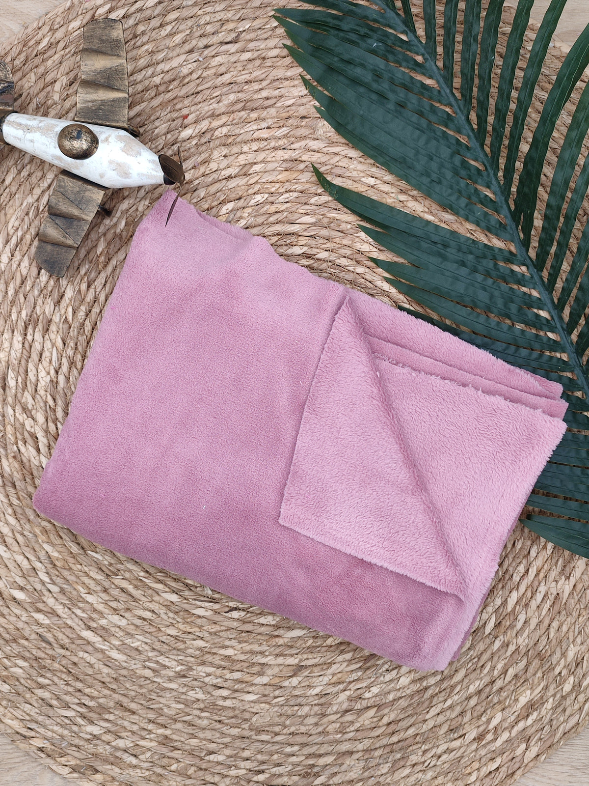 Tissu Doudou - Polaire Vieux rose