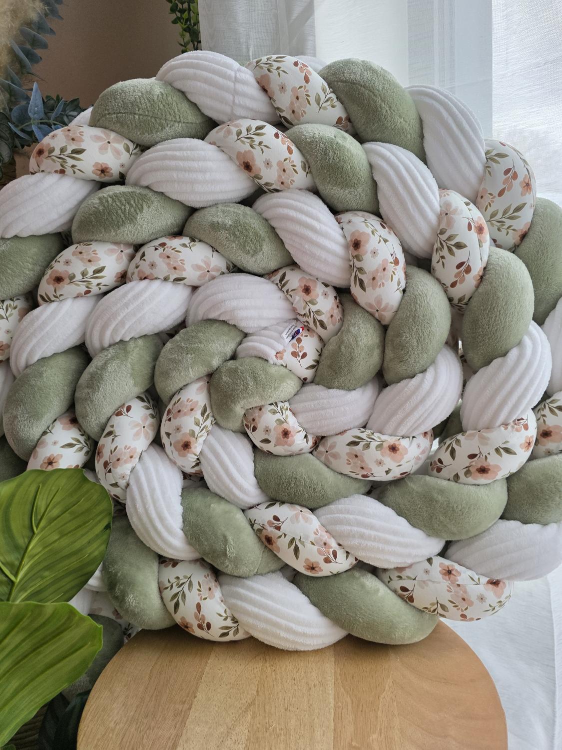 Tresse de lit 3 brins 420cm doudou jade cotelé blanc et zada
