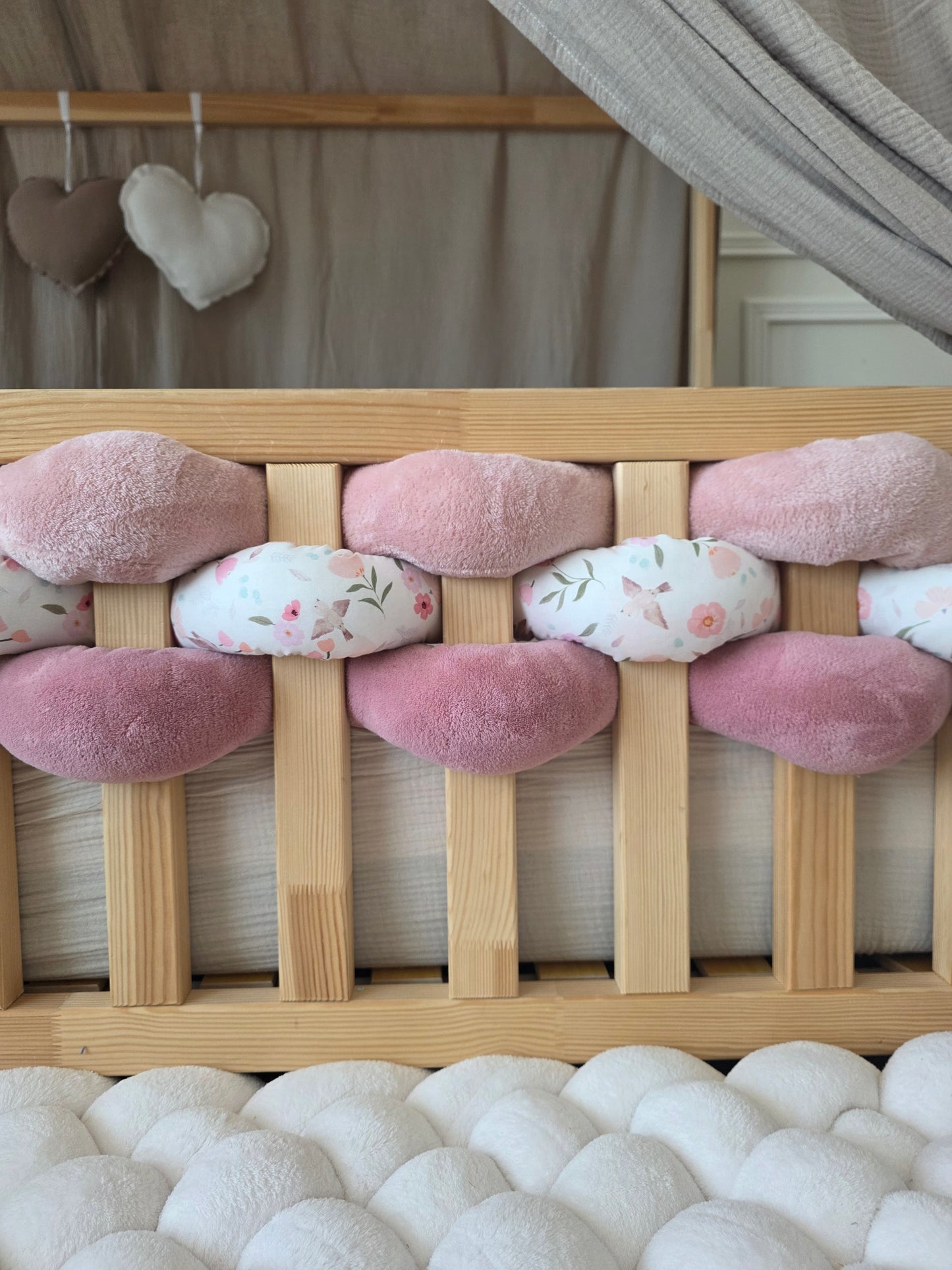 Lot de 3 brins - doudou poudré et vieux rose et birdy