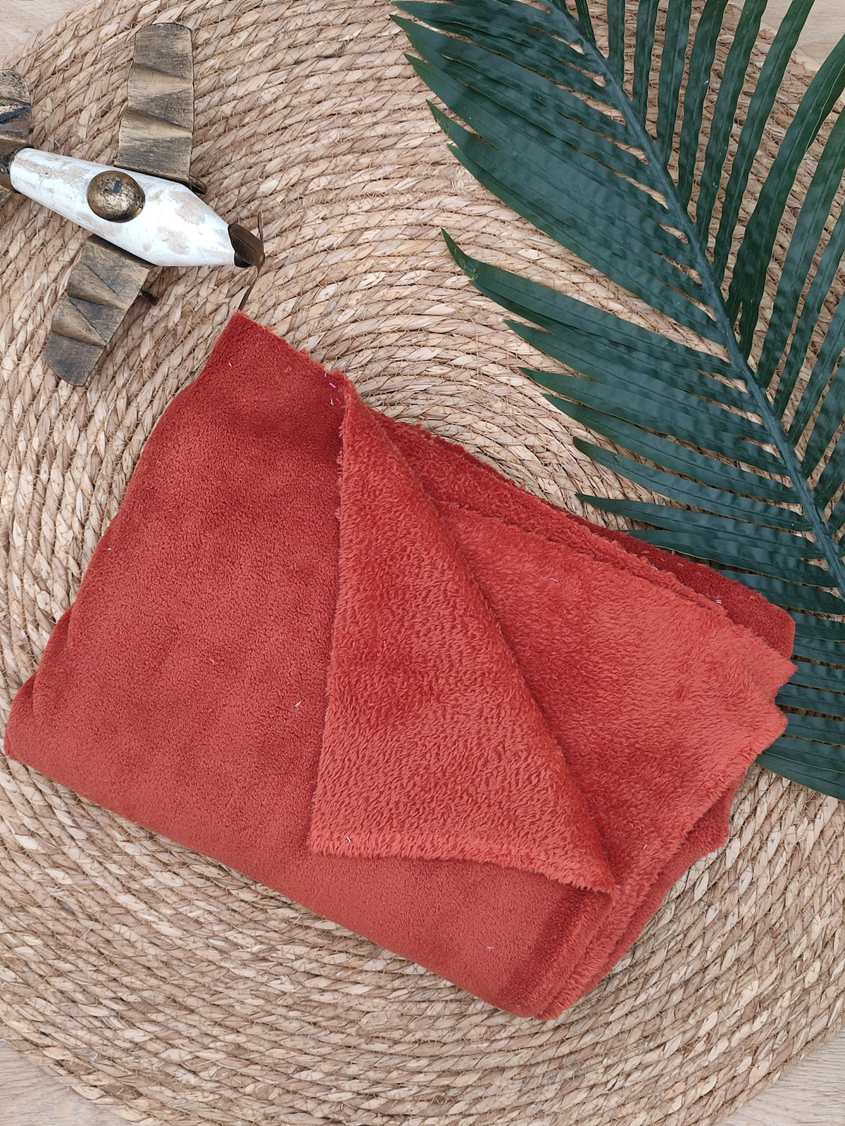 Tissu Doudou - Polaire Terracotta