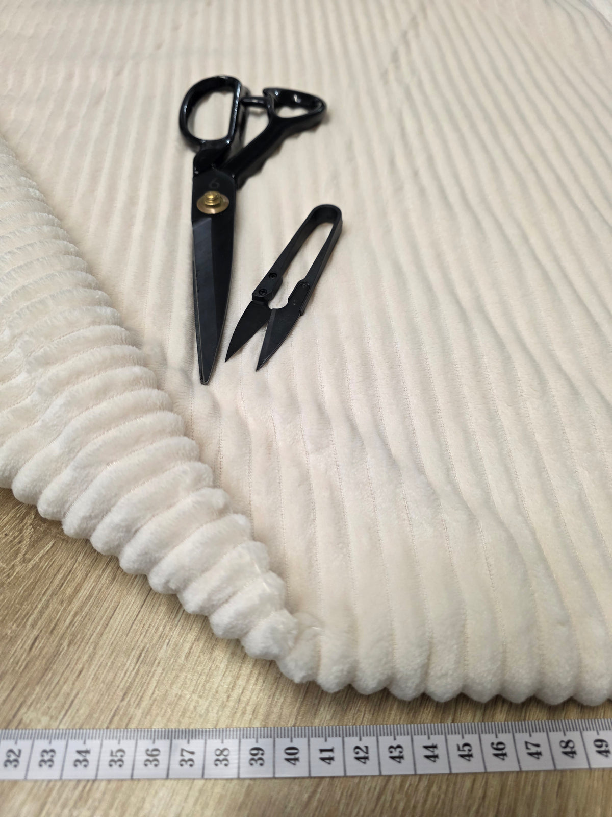 Tissu Côtelé - Velours Crème