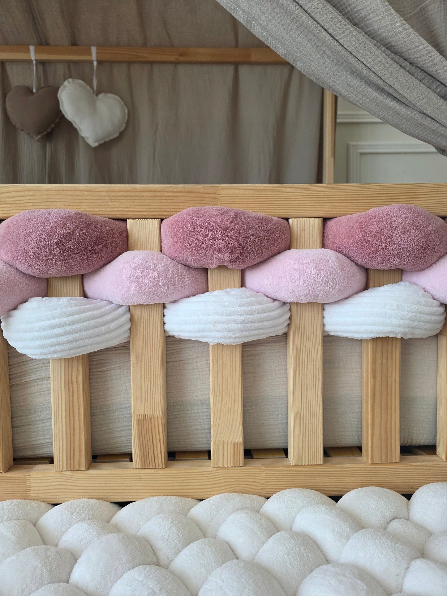 Lot de 3 brins - doudou blanc rose et vieux rose