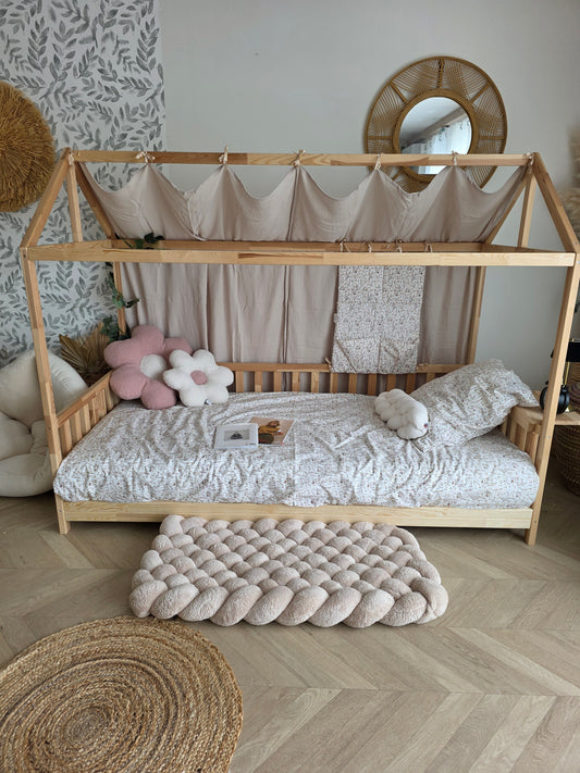 Tapis tressé 100x40cm fourrure beige