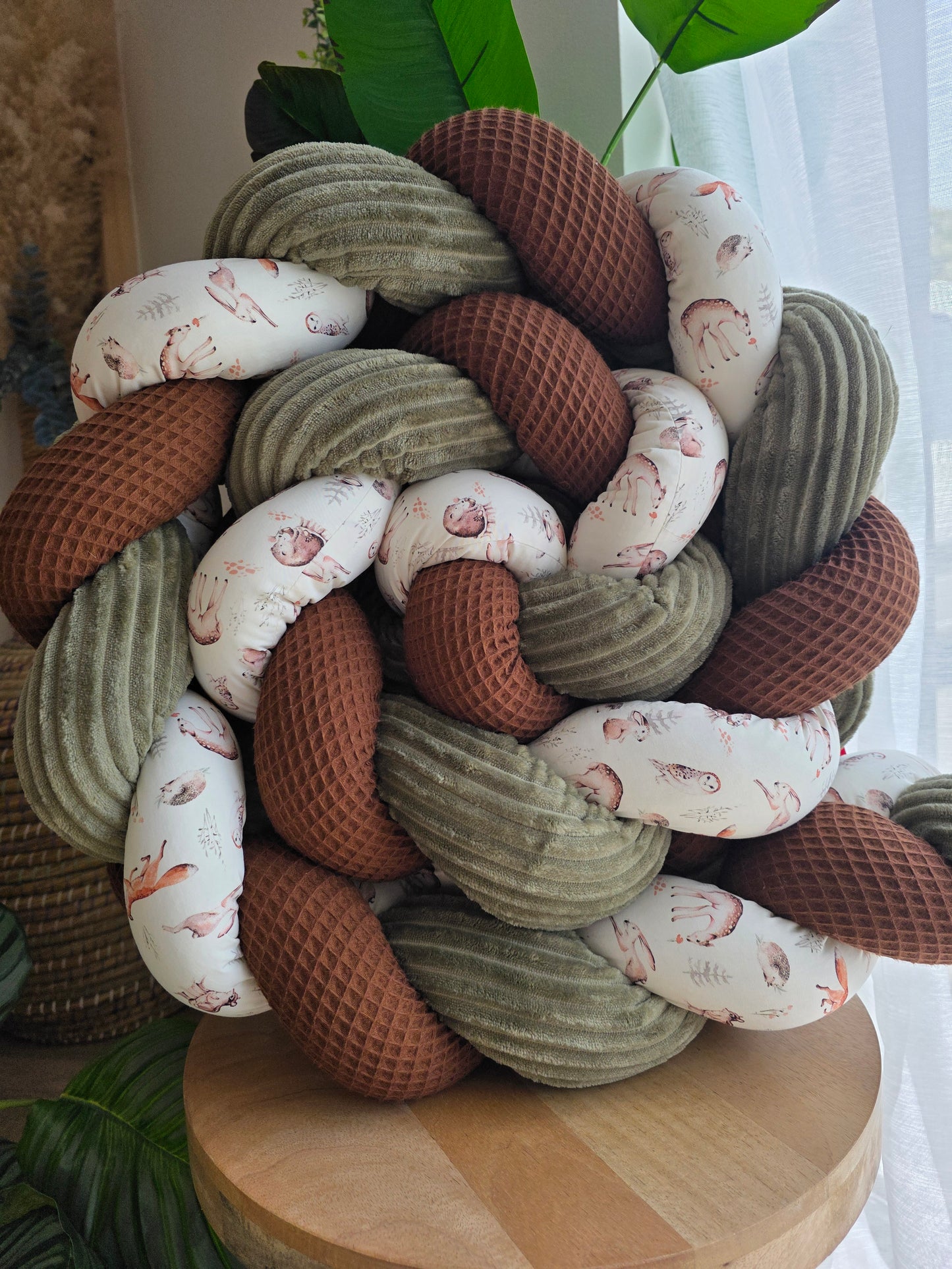 Tresse de lit 3 brins 250cm chocolat côtelé olive et forêt