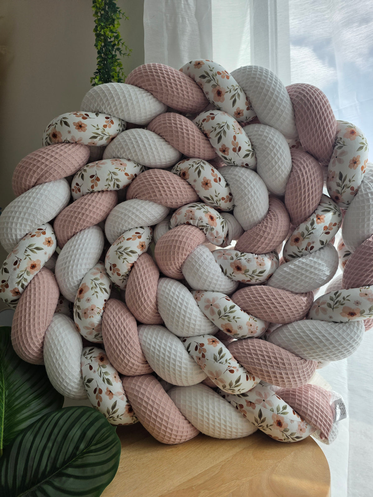 Tresse de lit 3 brins 460cm blanc poudré et zada