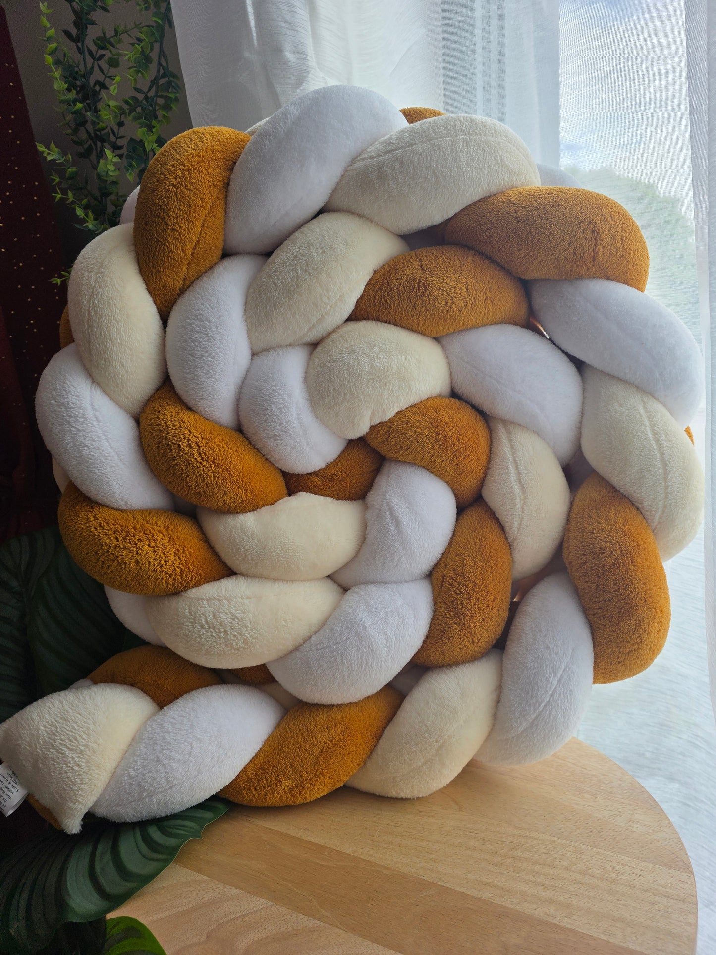 Tresse de lit 3 brins 300cm doudou blanc vanille et moutarde