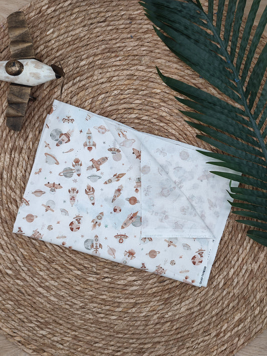 Tissu en coton - Popeline de coton - motif Fusée