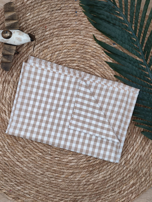 Tissu en coton - Popeline de coton - Motif VIchy beige