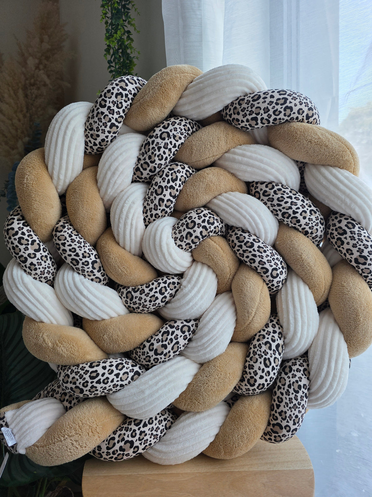 Tresse de lit 3 brins 460cm Doudou camel côtelé crème et guépard