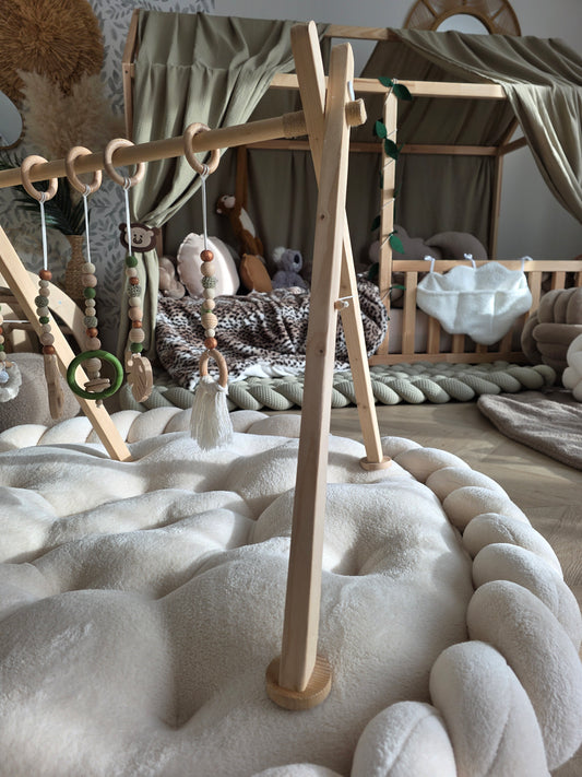 Tapis rond avec tresse tout doudou beige 100cm