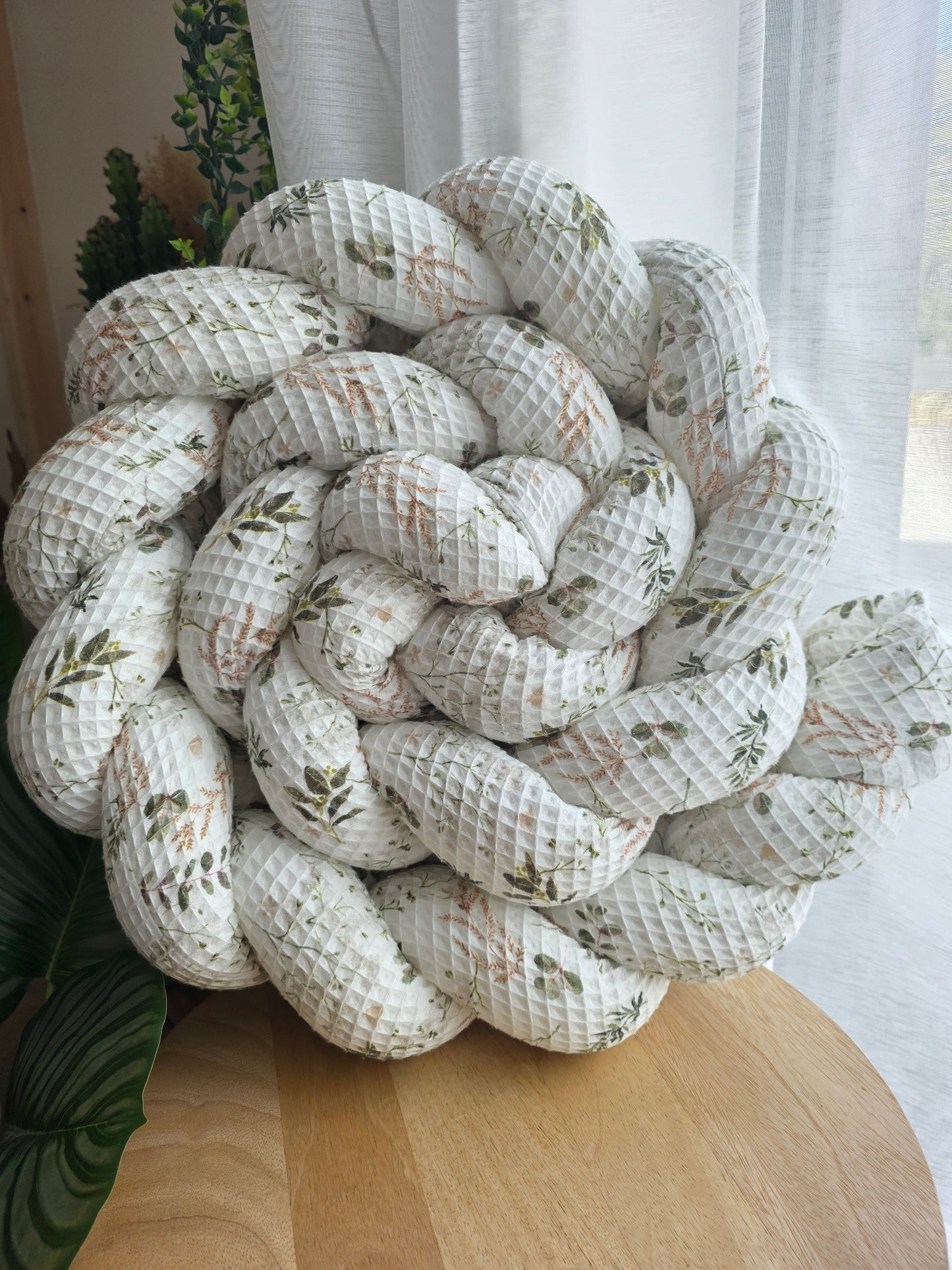 Tresse de lit 3 brins 200cm nid d'abeille fleurs d'hiver