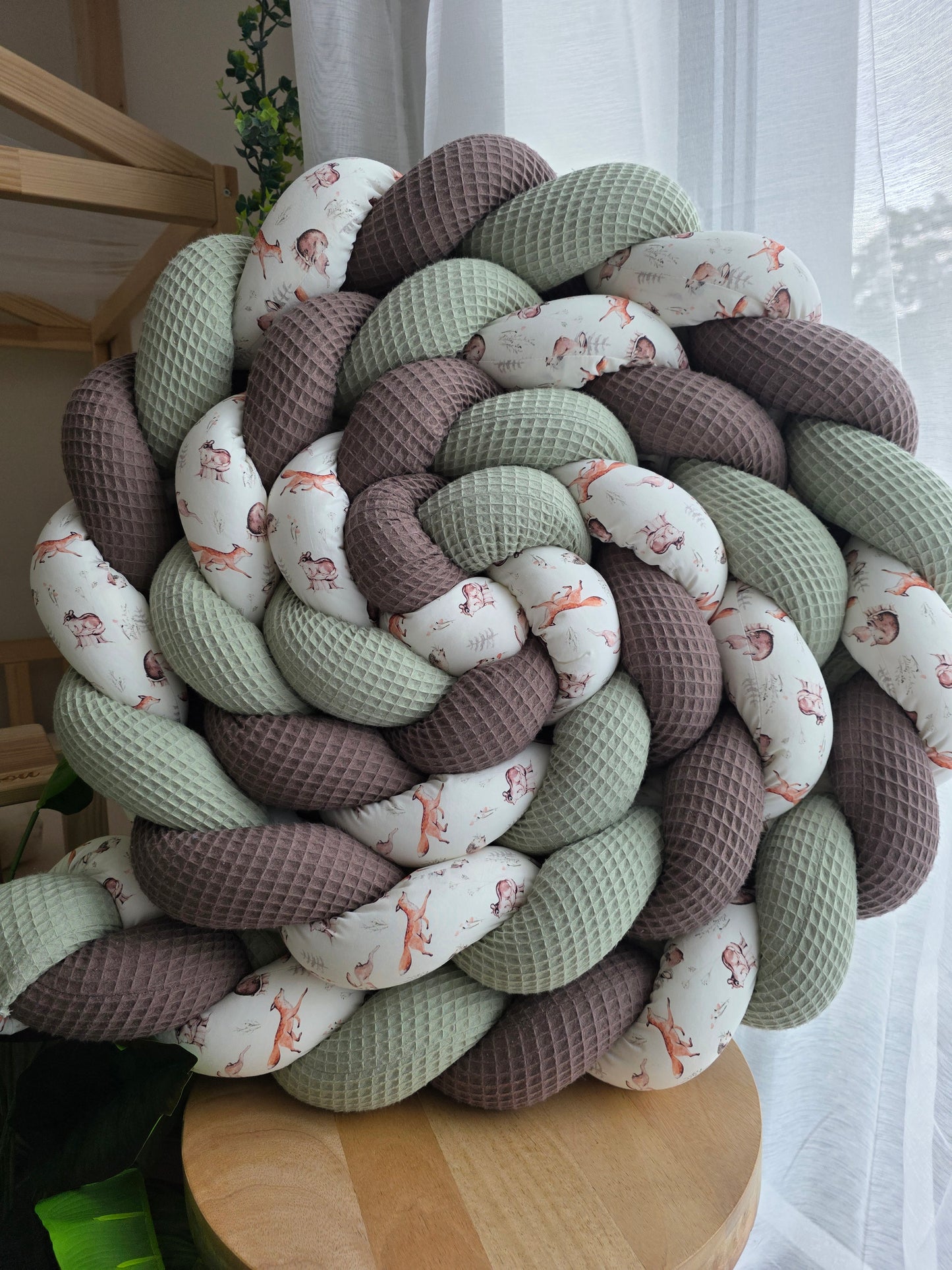 Tresse de lit 3 brins 420cm vert d'eau anthracite et fôret