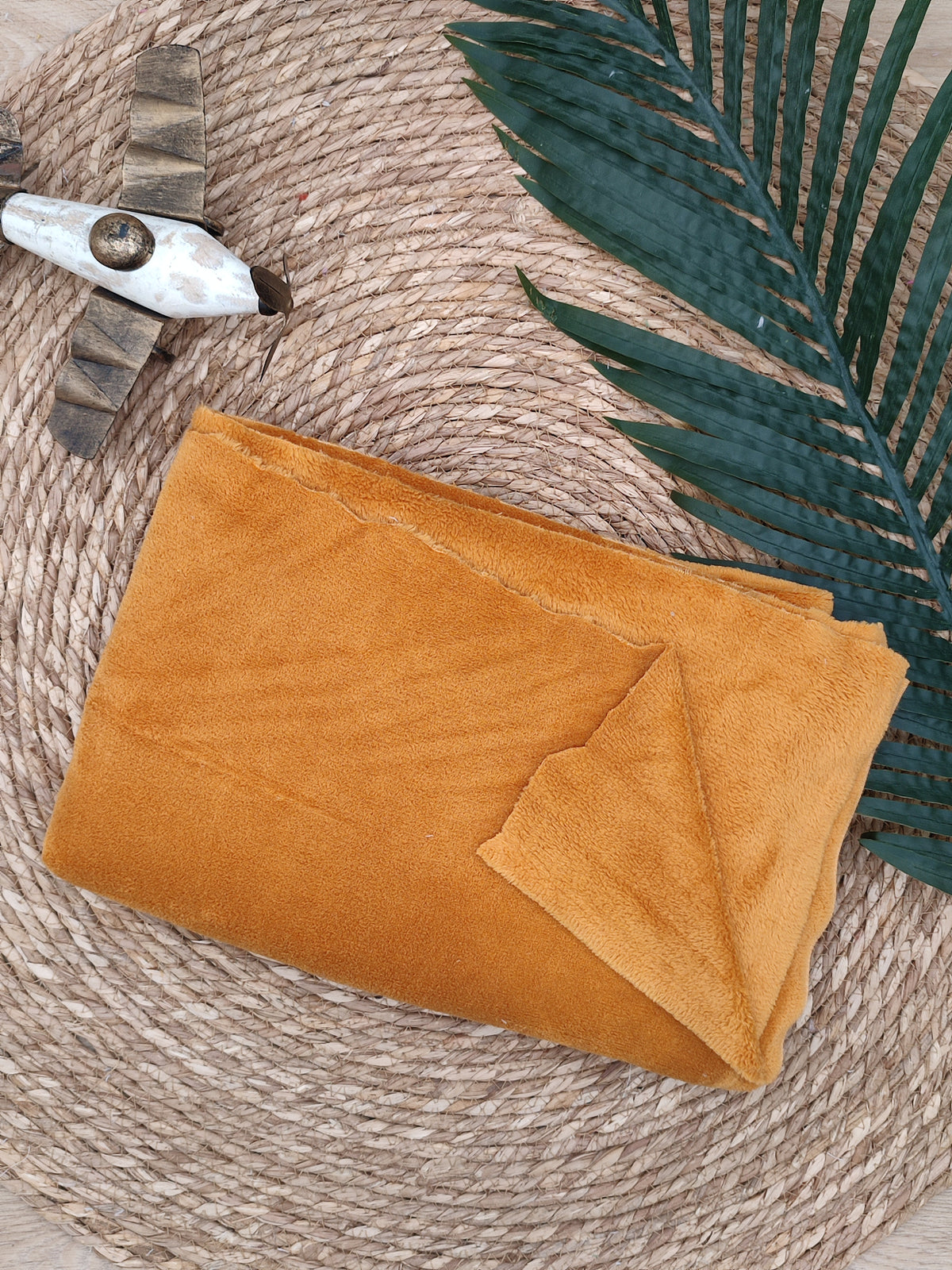 Tissu Doudou - Polaire Moutarde