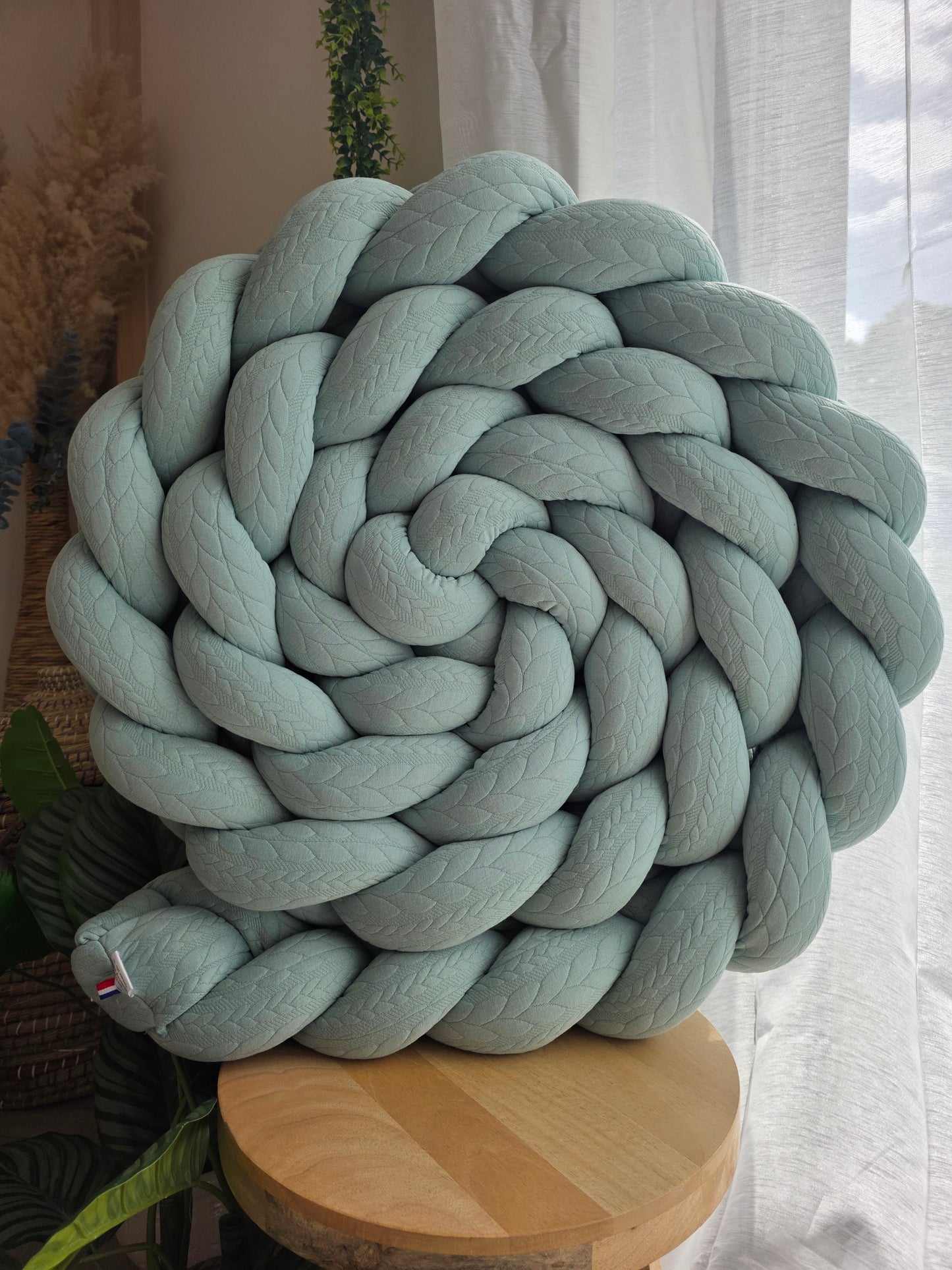 Tresse de lit 3 brins 200cm tricot vert déstockage