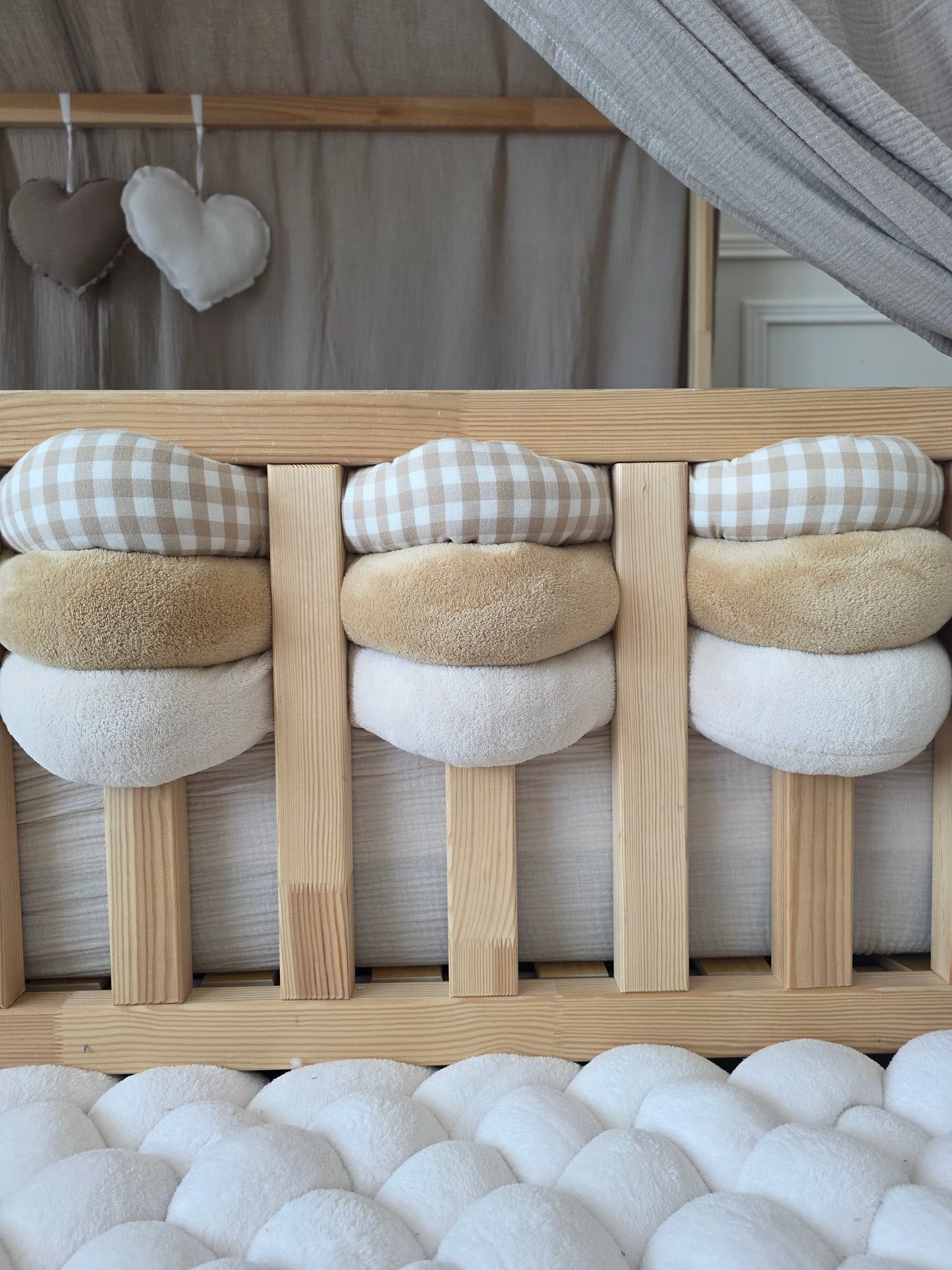 Lot de 3 brins - doudou beige camel et vichy beige