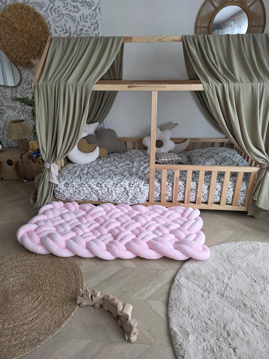Tapis noeud 150x60cm doudou rose