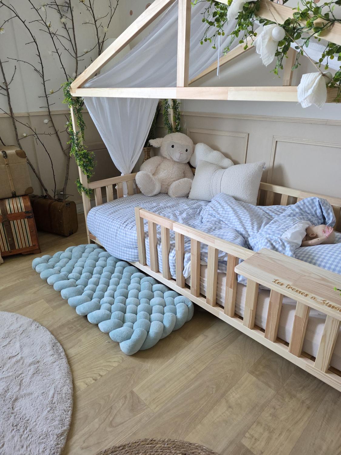 Tapis tressé 100x40cm doudou menthe