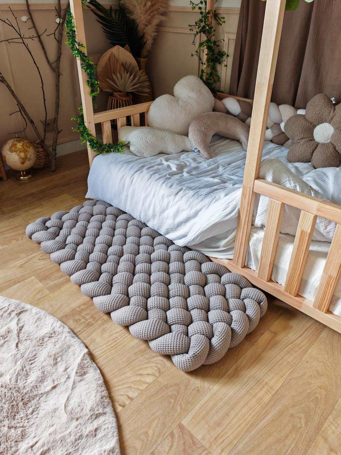 Tapis tressé 100x40cm gris foncé