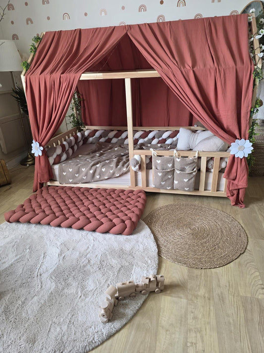 Tapis tressé 100x60cm marsala