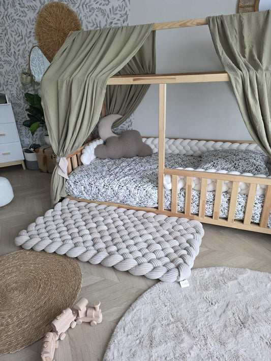 Tapis tressé 120x60 cotelé beige