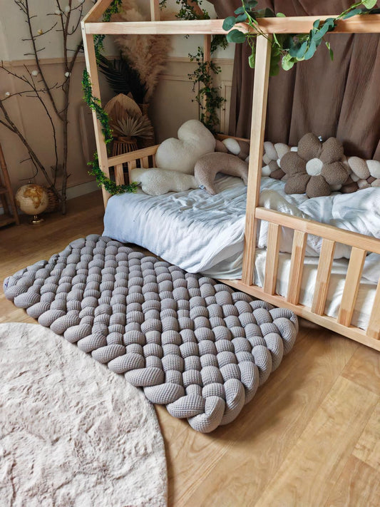 Tapis tressé 120x60cm gris foncé