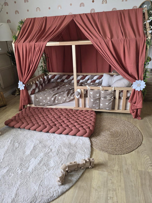 Tapis tressé 120x60cm marsala