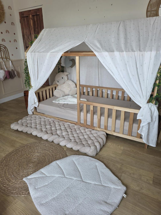 Tapis tressé 150x40cm fourrure beige