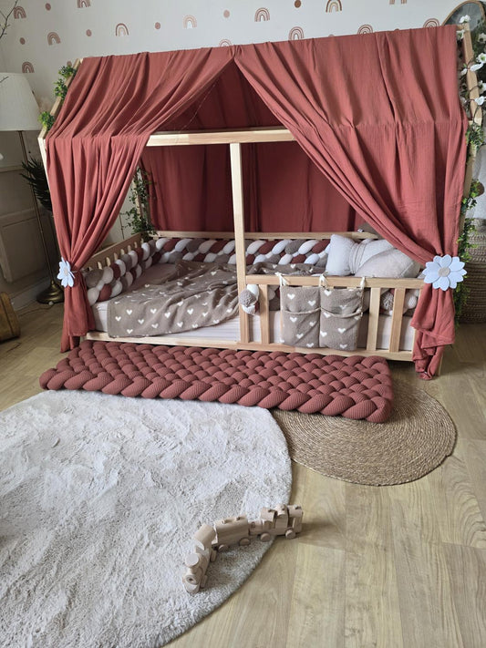 Tapis tressé 150x40cm marsala