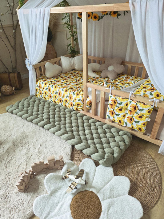 Tapis tressé 150x40cm olive