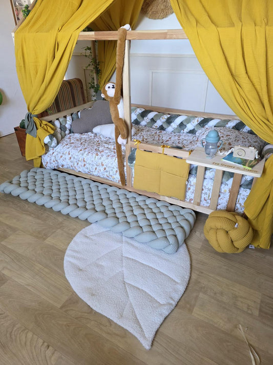 Tapis tressé 150x40cm sauge