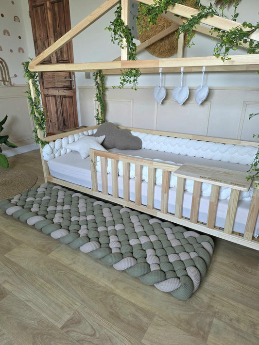 Tapis tressé 160x50cm café et olive