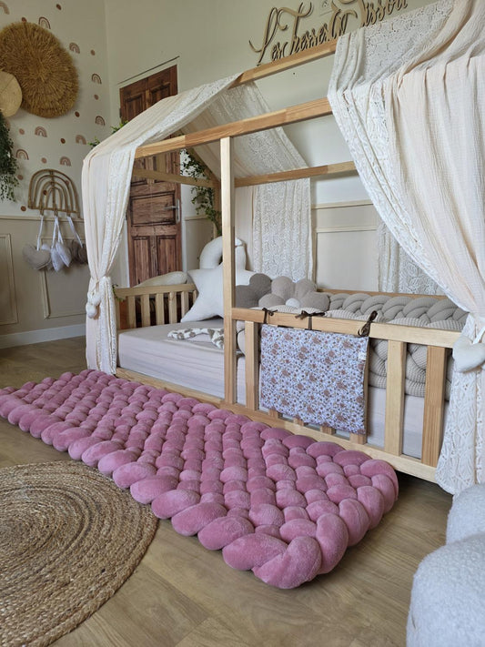 Tapis tressé 160x50cm doudou vieux rose