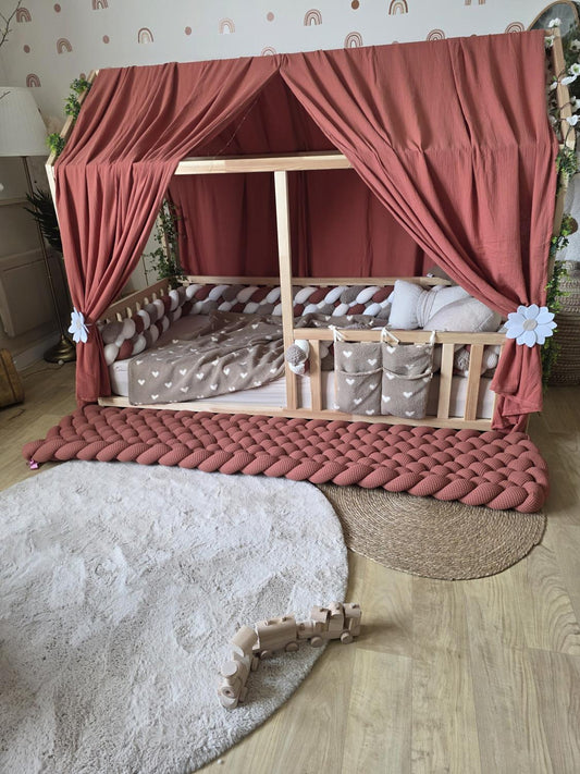 Tapis tressé 200x40cm marsala