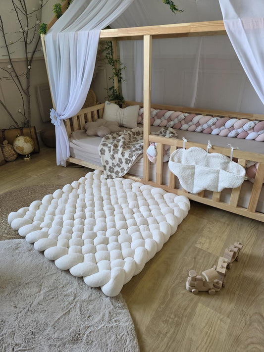 Tapis tressé 90x90cm doudou écru